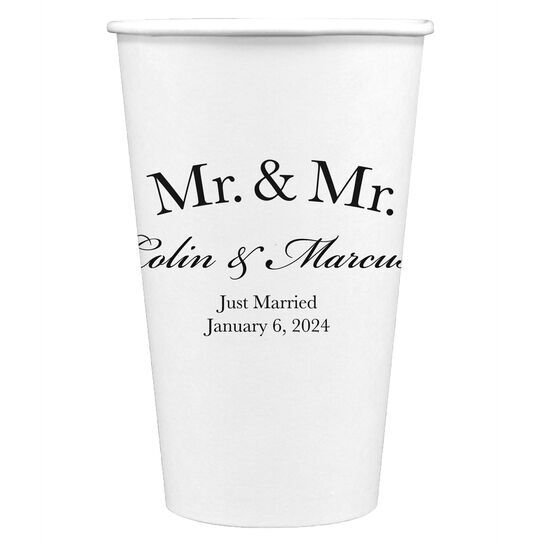 Mr  & Mr Arched Paper Coffee Cups